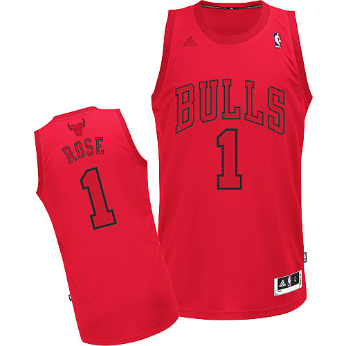  NBA Chicago Bulls 1 Derrick Rose Big Color Fashion Swingman Christmas Day Red Jerseys